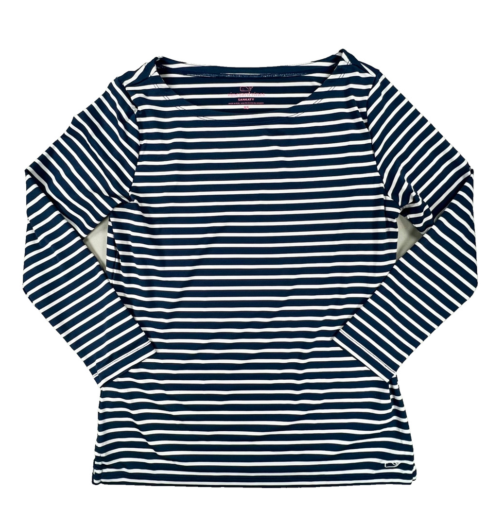 Vineyard Vines - Sankaty - Preppy Navy Striped Long Sleeve Top (Size XS)